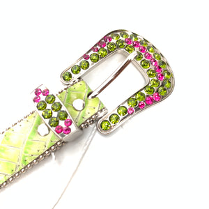 b.b. Simon Lime Monster Two Tone Big Block Swarovski Crystal Belt - Dudes Boutique