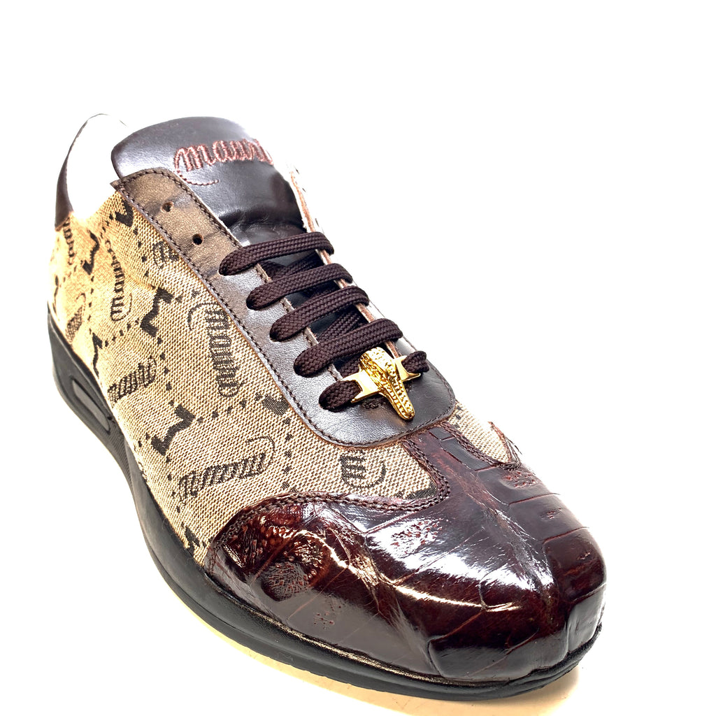 Mauri ‘54312’ Brown Baby Crocodile + Nappa Leather Sneakers - Dudes Boutique