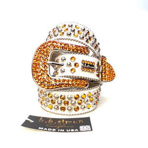 b.b. Simon 'White Fire' Studded Crystal Belt - Dudes Boutique