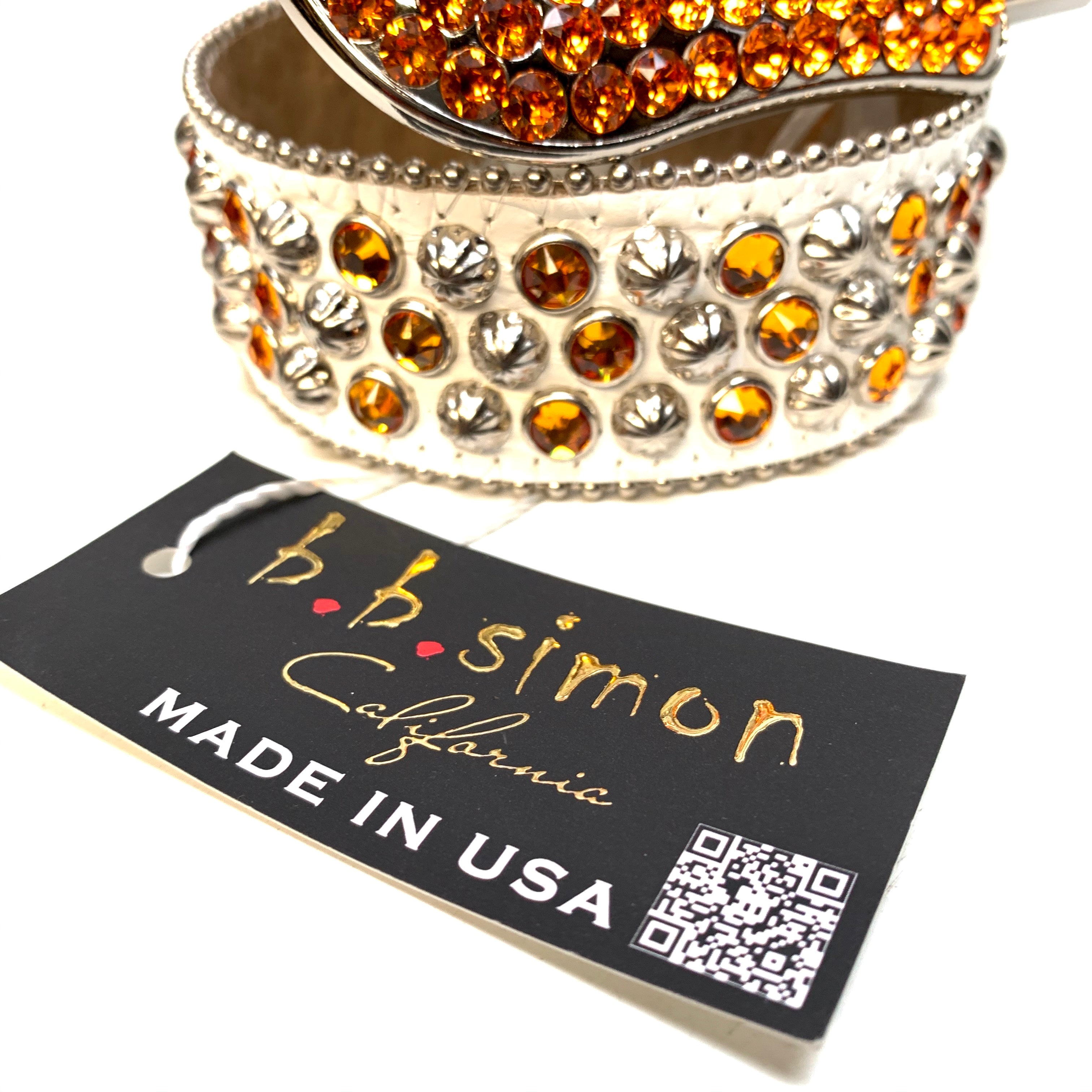 b.b. Simon 'White Fire' Studded Crystal Belt - Dudes Boutique