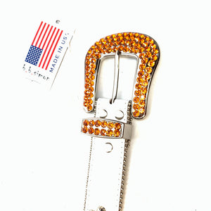 b.b. Simon 'White Fire' Studded Crystal Belt - Dudes Boutique