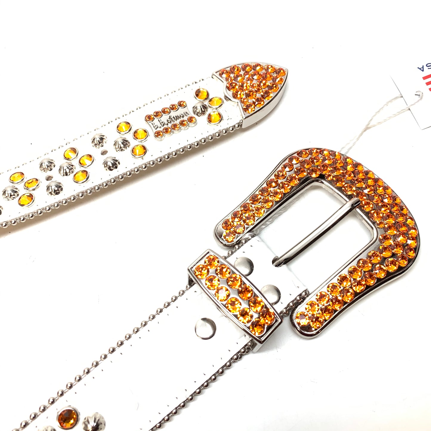 b.b. Simon 'White Fire' Studded Crystal Belt - Dudes Boutique
