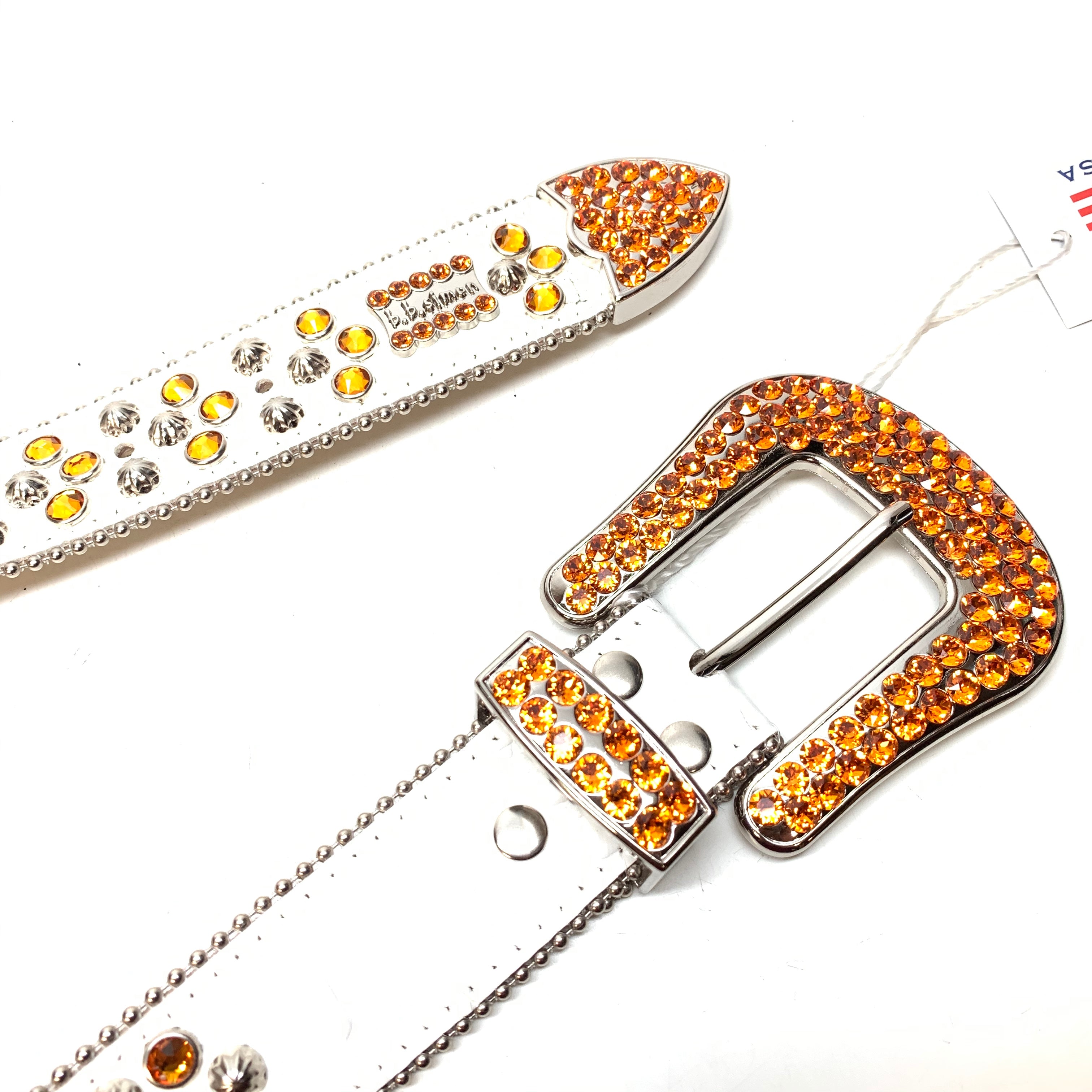 b.b. Simon 'White Fire' Studded Crystal Belt - Dudes Boutique