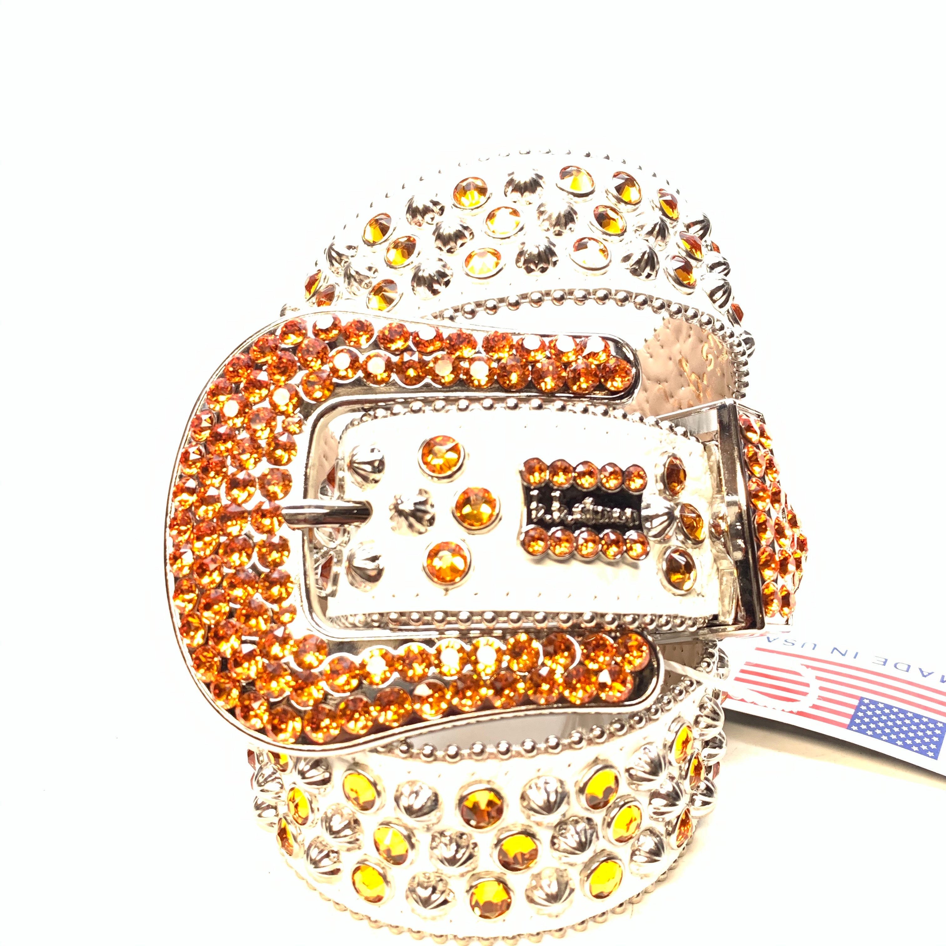 b.b. Simon 'White Fire' Studded Crystal Belt - Dudes Boutique