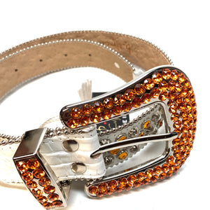 b.b. Simon 'White Fire' Studded Crystal Belt - Dudes Boutique