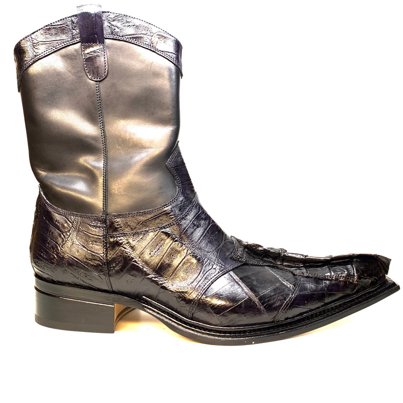Mauri "42730" Black Horn-Back Crocodile Ankle Boot - Dudes Boutique
