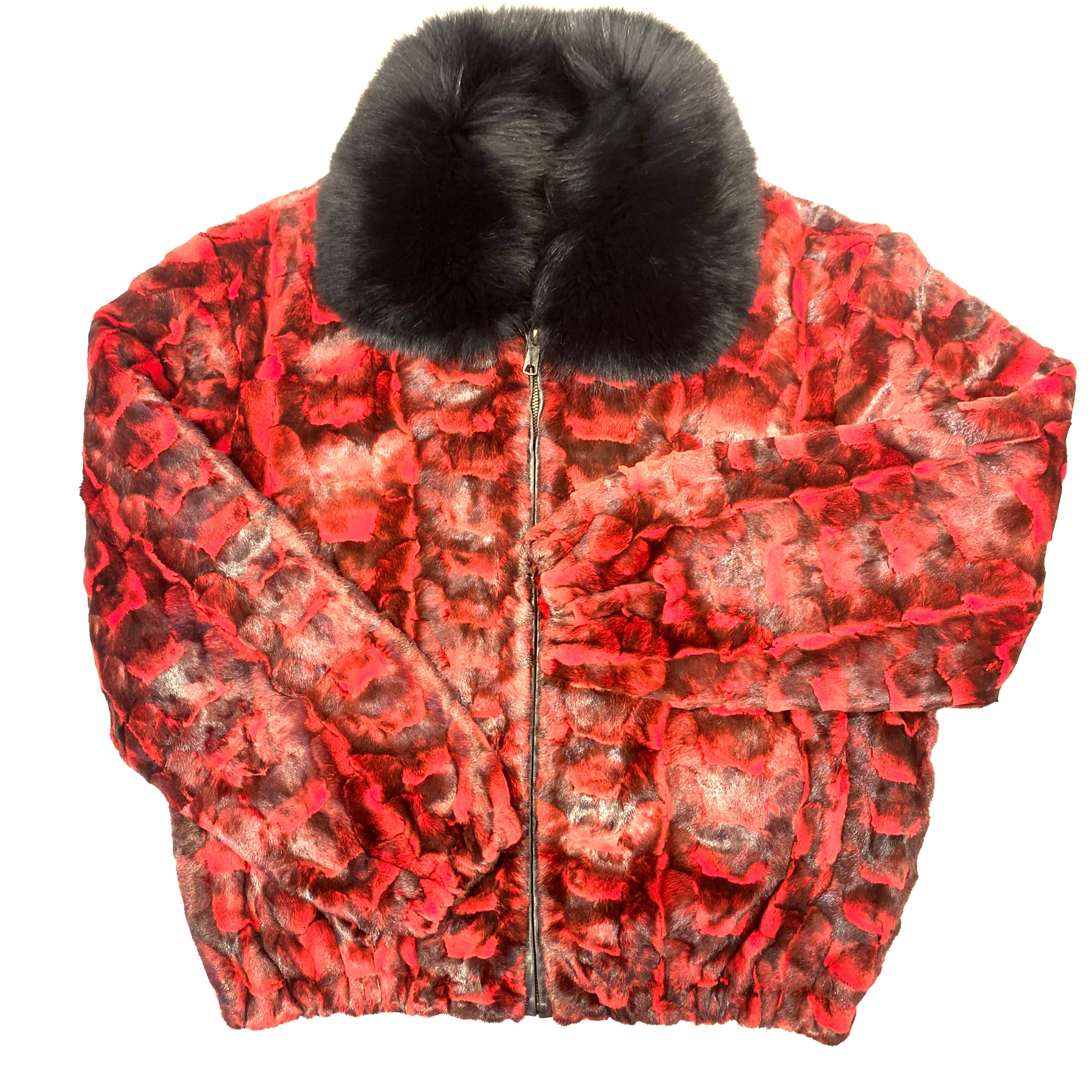 Kashani Women's Red Diamond Cut Mink Fur Coat - Dudes Boutique