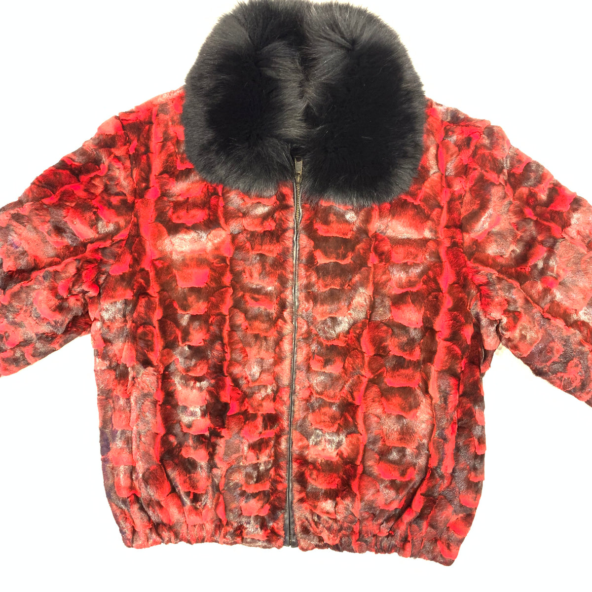 Kashani Women's Red Diamond Cut Mink Fur Coat - Dudes Boutique
