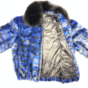 Kashani Women's Blue Diamond Cut Mink Fur Coat - Dudes Boutique