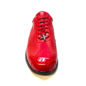 Mauri M770 Red Crocodile Perforated Nappa Leather Sneaker - Dudes Boutique