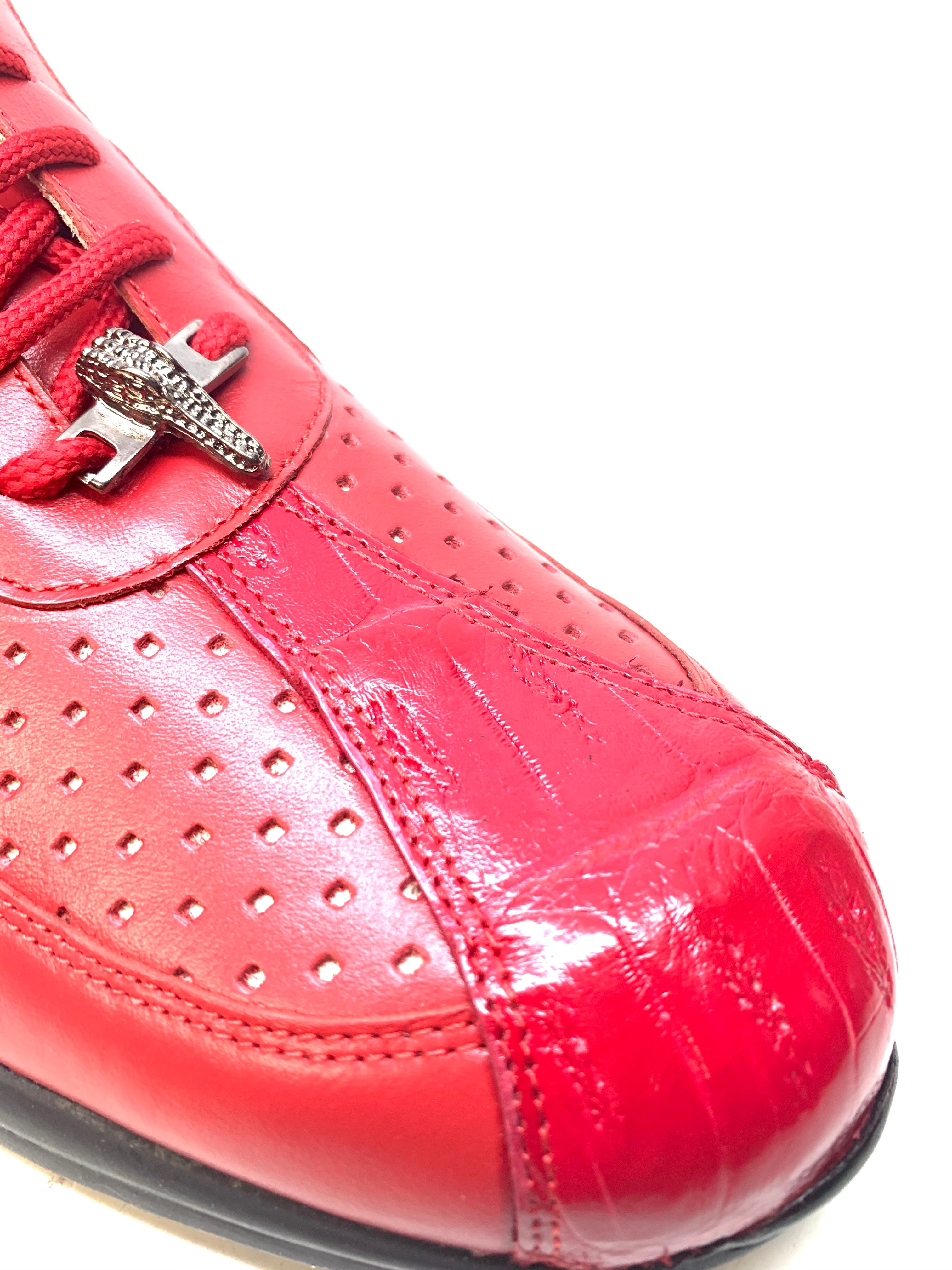 Mauri M770 Red Crocodile Perforated Nappa Leather Sneaker - Dudes Boutique