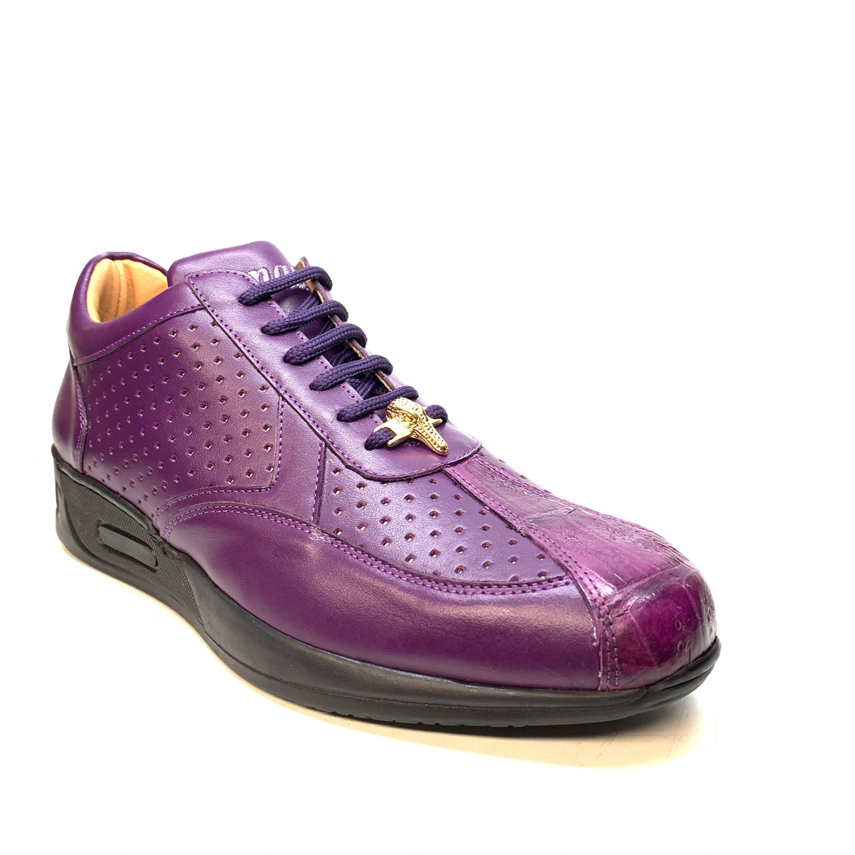 Mauri M770 Purple Crocodile Perforated Nappa Leather Sneaker - Dudes Boutique