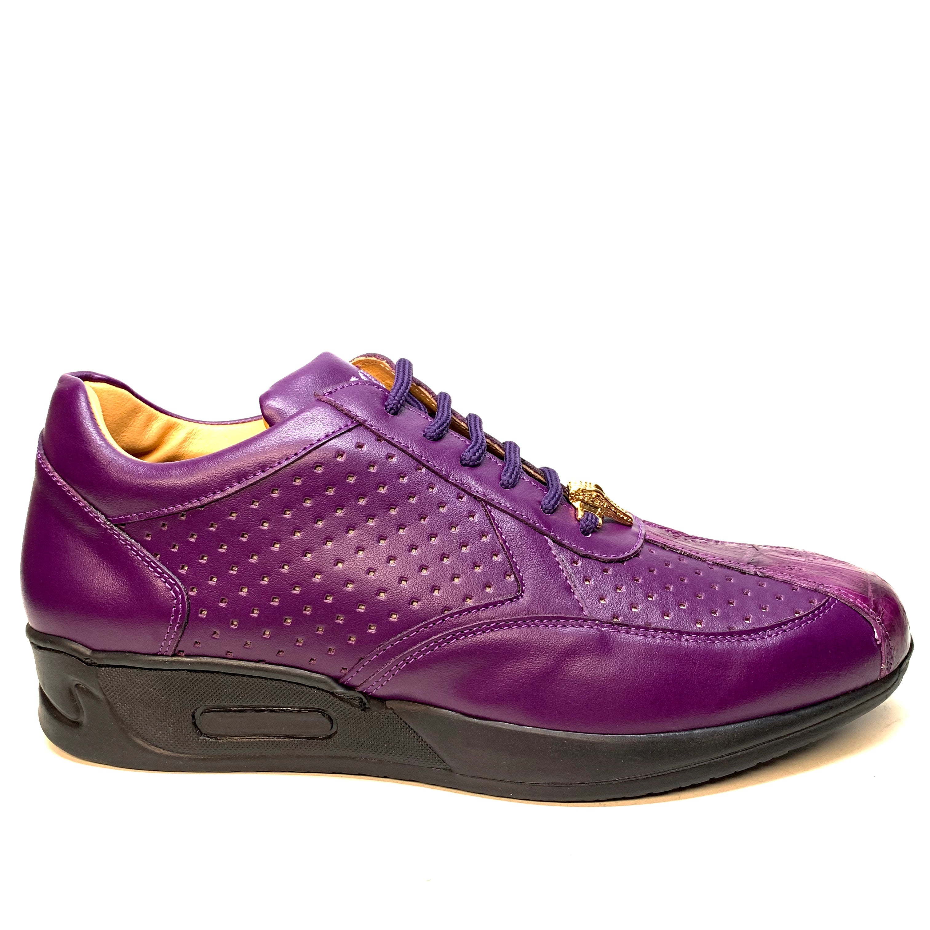 Mauri M770 Purple Crocodile Perforated Nappa Leather Sneaker - Dudes Boutique