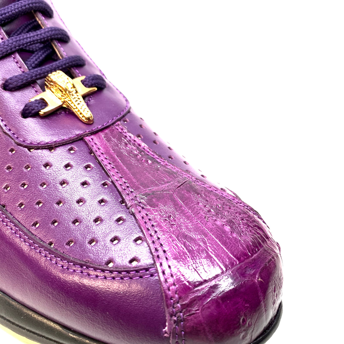Mauri M770 Purple Crocodile Perforated Nappa Leather Sneaker - Dudes Boutique
