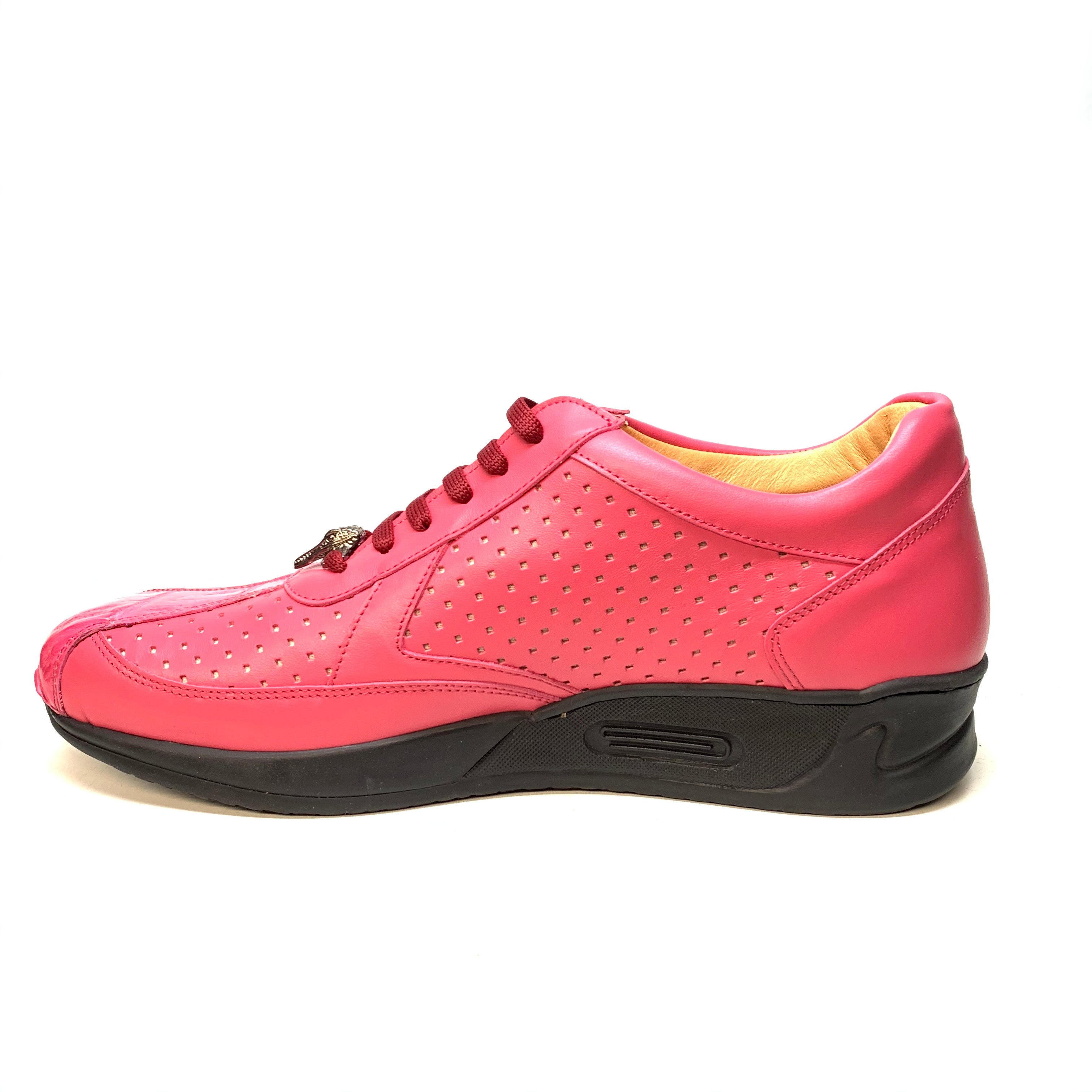 Mauri M770 Fuchsia Crocodile Perforated Nappa Leather Sneaker - Dudes Boutique