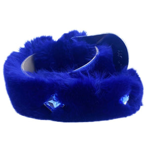 b.b. Simon Royal Blue Fur Swarovski Crystal Belt - Dudes Boutique