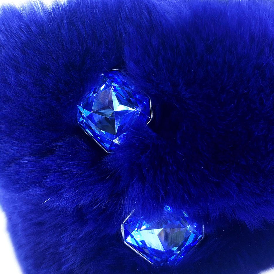 b.b. Simon Royal Blue Fur Swarovski Crystal Belt - Dudes Boutique