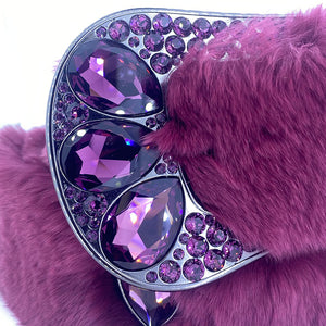 b.b. Simon Grape Purple Fur Crystal Belt - Dudes Boutique