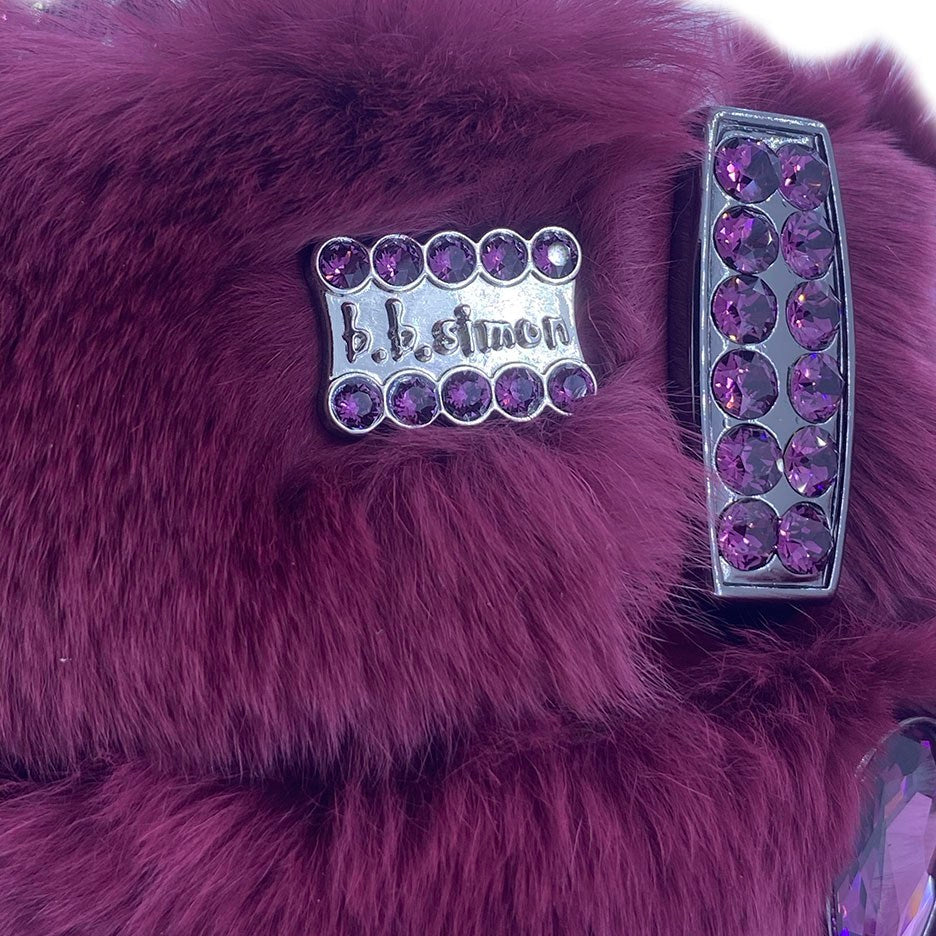 b.b. Simon Grape Purple Fur Crystal Belt - Dudes Boutique