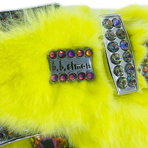 b.b. Simon Canary Yellow Fur Crystal Belt - Dudes Boutique