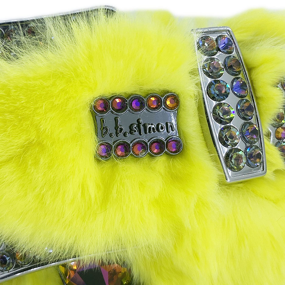 b.b. Simon Canary Yellow Fur Crystal Belt - Dudes Boutique