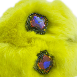 b.b. Simon Canary Yellow Fur Crystal Belt - Dudes Boutique