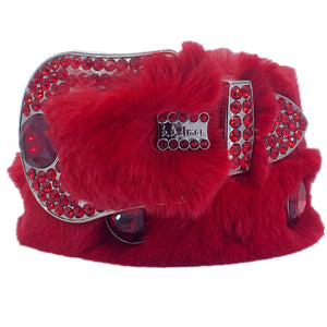 b.b. Simon Blood Red Fur Crystal Belt - Dudes Boutique