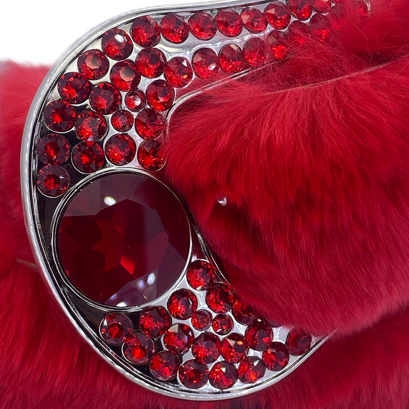 b.b. Simon Blood Red Fur Crystal Belt - Dudes Boutique
