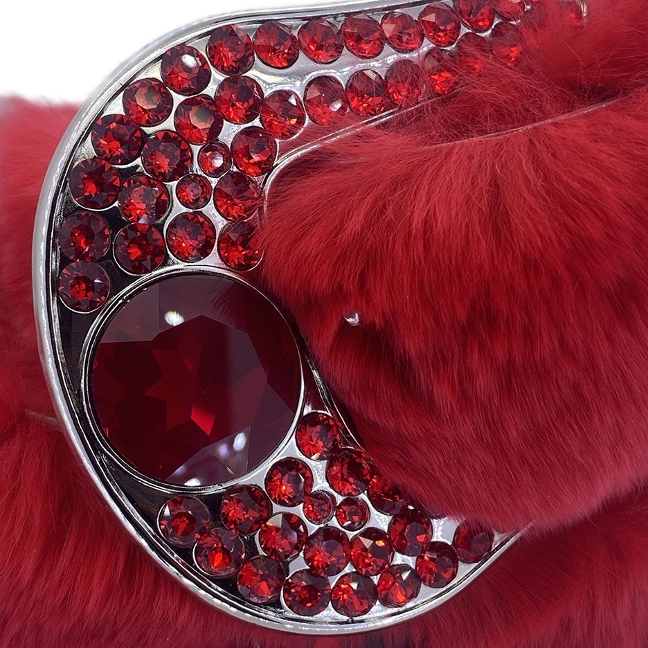 b.b. Simon Blood Red Fur Crystal Belt - Dudes Boutique