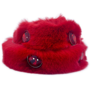 b.b. Simon Blood Red Fur Crystal Belt - Dudes Boutique