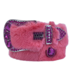 b.b. Simon Pink Fur Purple Crystal Belt - Dudes Boutique