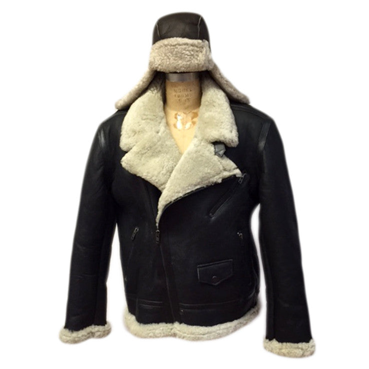 Jakewood - Shearling & Cow Racing Aviator Jacket - Dudes Boutique