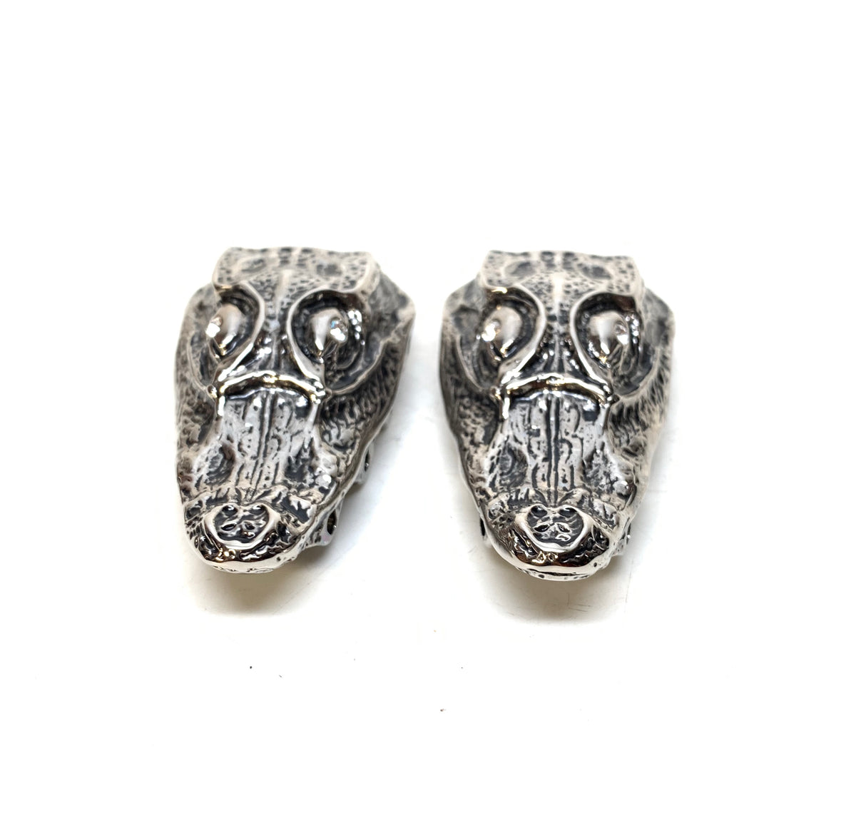 Mauri "Crystal Eye" Silver Gator Head Lace Holders - Dudes Boutique