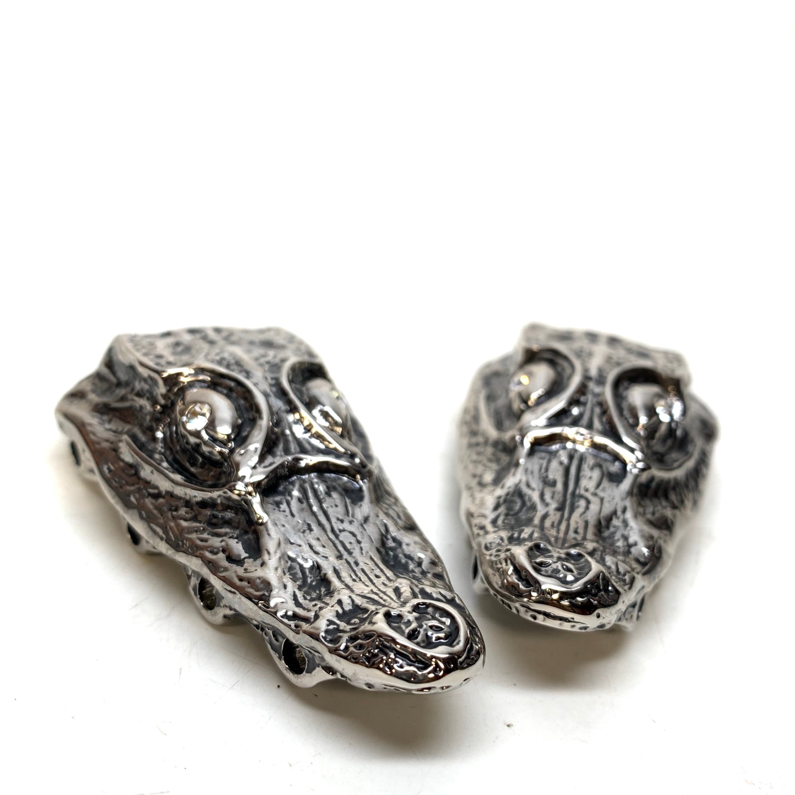 Mauri "Crystal Eye" Silver Gator Head Lace Holders - Dudes Boutique