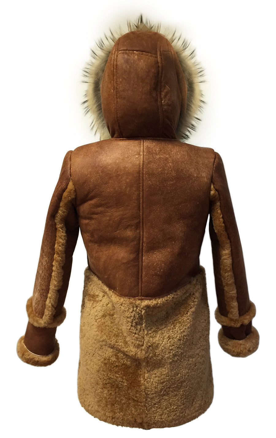 Jakewood 1044 women's whiskey three quarters shearling trench coat