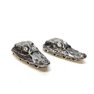 Mauri "Crystal Eye" Silver Gator Head Lace Holders - Dudes Boutique