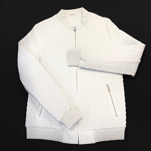 Barya NewYork White Lambskin Weaved Jacket - Dudes Boutique