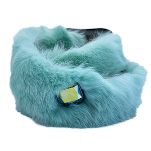 b.b. Simon Cyan Fur Crystal Belt - Dudes Boutique