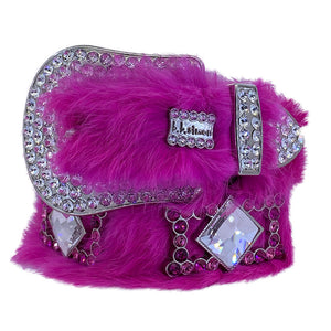 b.b. Simon Mega Magenta Fur Crystal Belt - Dudes Boutique