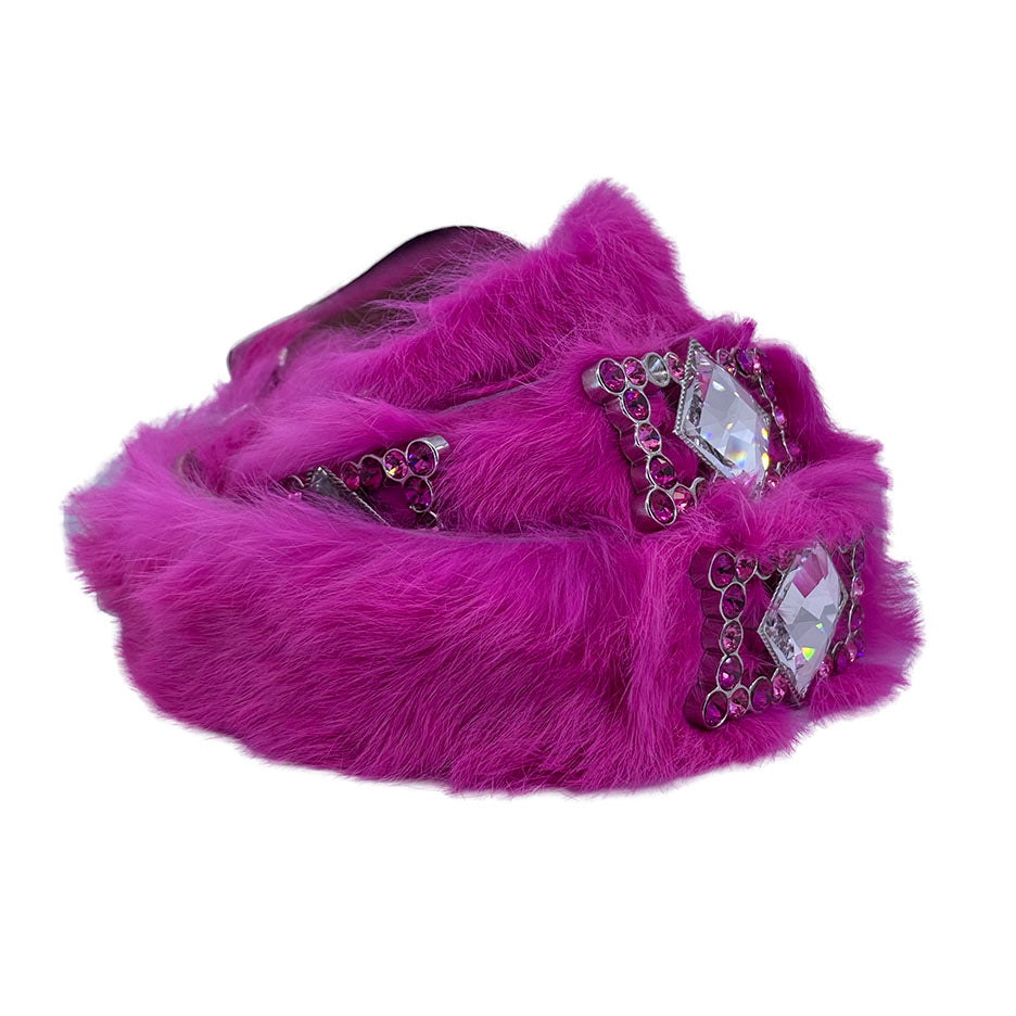 b.b. Simon Mega Magenta Fur Crystal Belt - Dudes Boutique