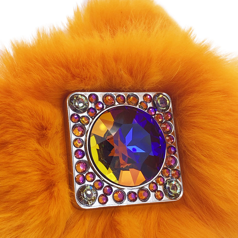 b.b. Simon Orange Fur Volcano Crystal Belt - Dudes Boutique