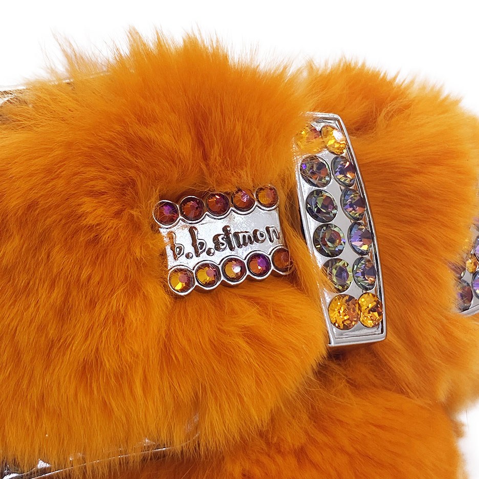 b.b. Simon Orange Fur Volcano Crystal Belt - Dudes Boutique