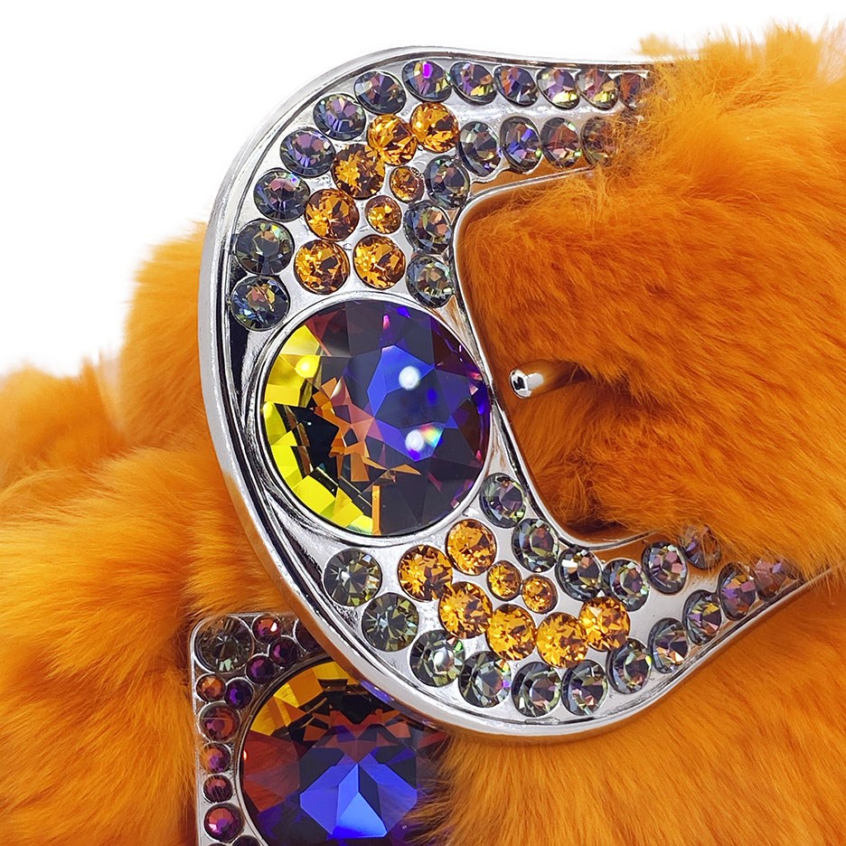 b.b. Simon Orange Fur Volcano Crystal Belt - Dudes Boutique