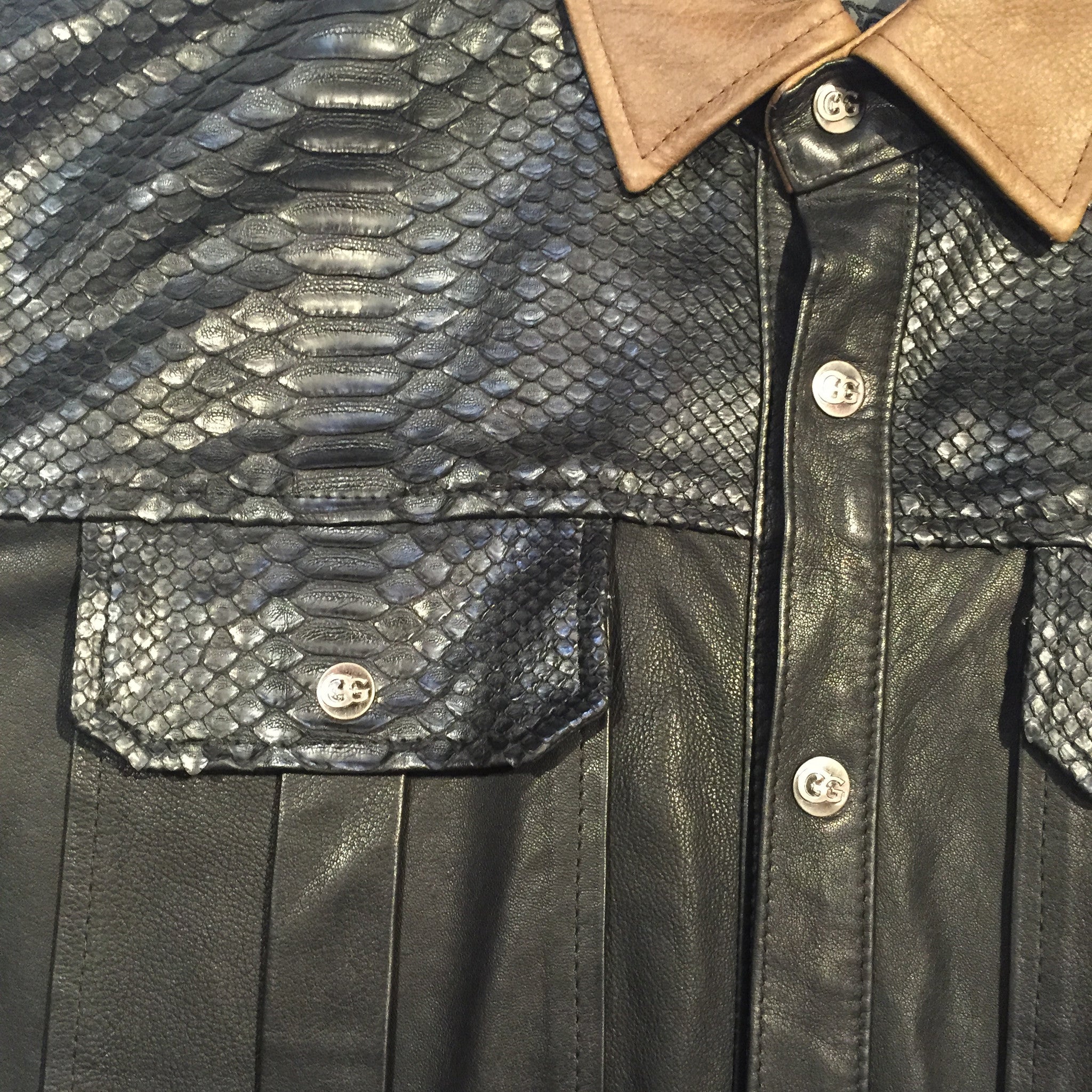 G-Gator Lambskin/Python Button-Up Shirt - Dudes Boutique