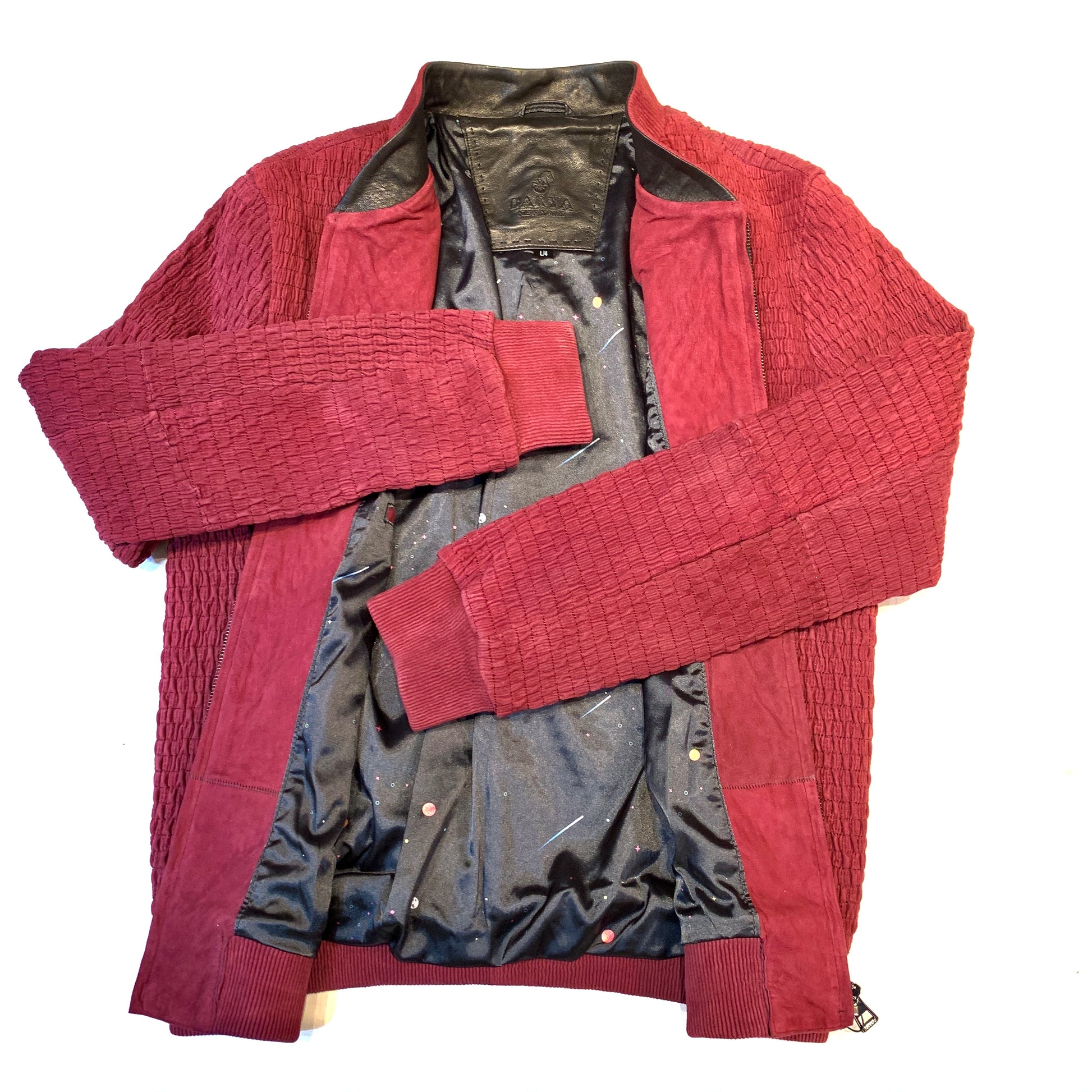 Barya NewYork Wine Lambskin Weaved Jacket - Dudes Boutique