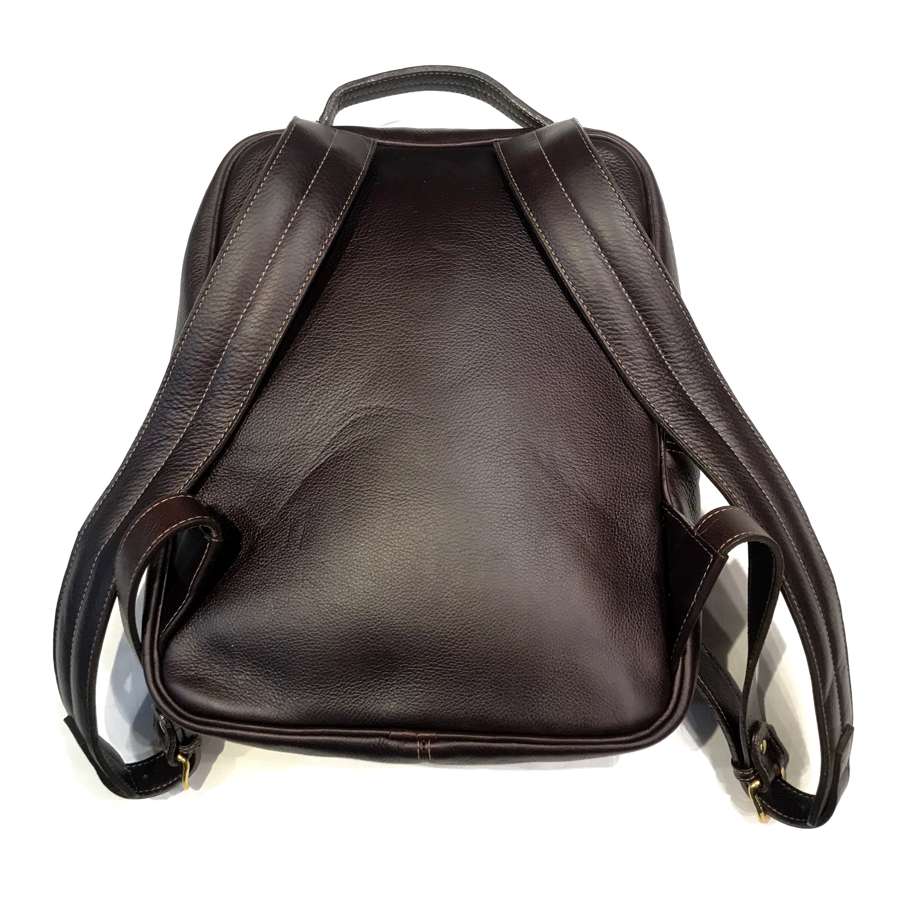 aston leather backpack Aston Leather Chocolate Brown Clinton Zippered Backpack