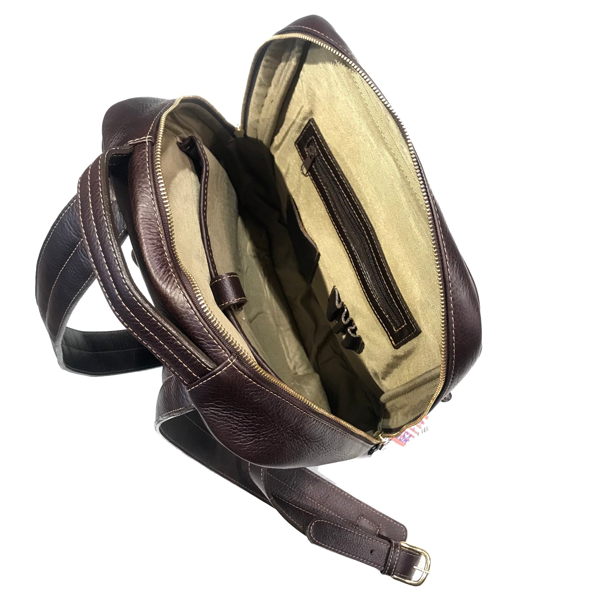 Aston Leather Chocolate Brown Clinton Zippered Backpack - Dudes Boutique