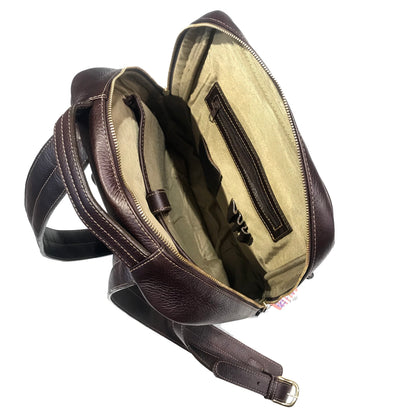 Aston Leather Chocolate Brown Clinton Zippered Backpack - Dudes Boutique