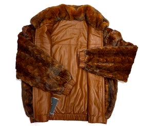 Kashani Men's Cognac Reversible Leather Mink Coat - Dudes Boutique