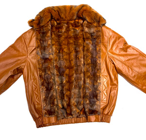 Kashani Men's Cognac Reversible Leather Mink Coat - Dudes Boutique